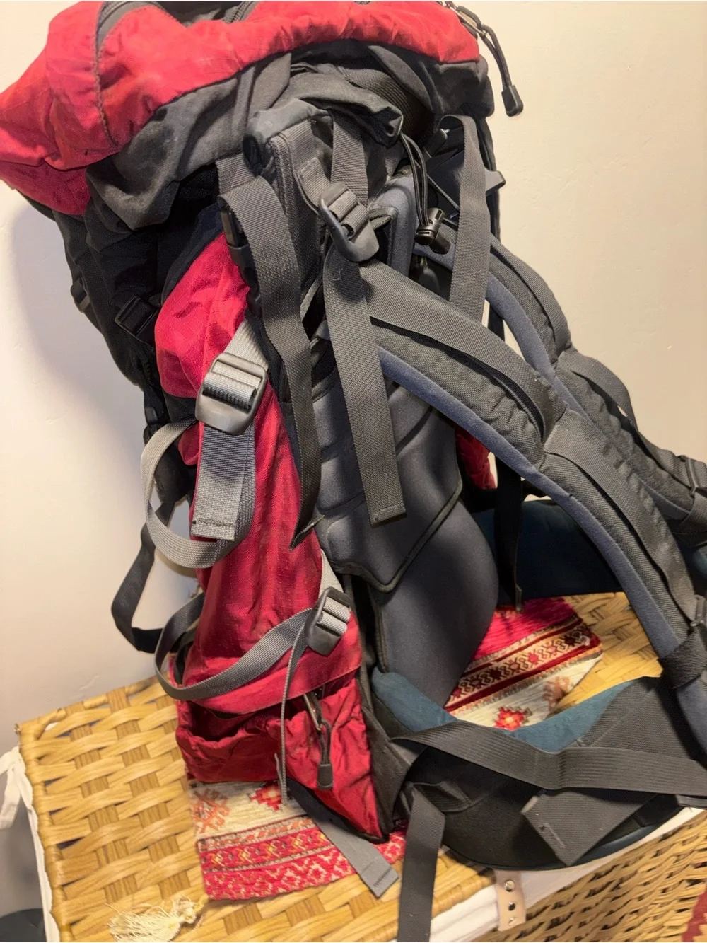 Arc'teryx Black and Red Bora 62 Backpack